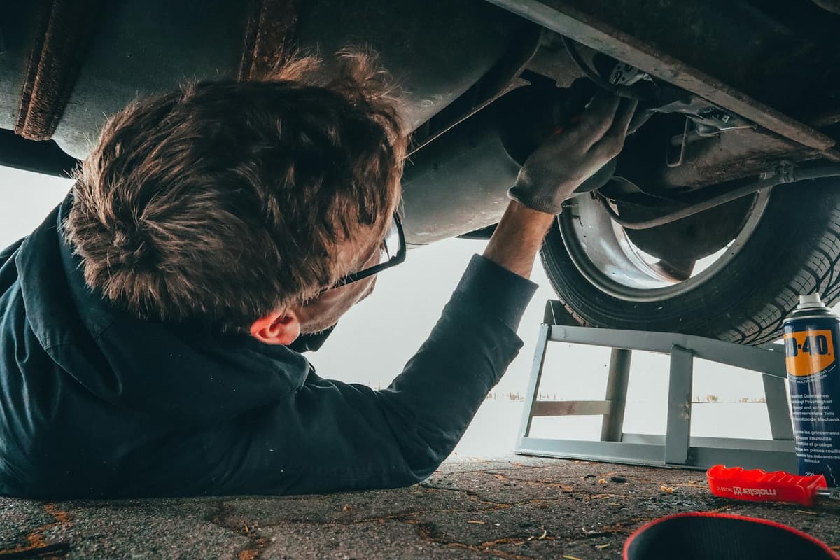 Car being repaired in shop